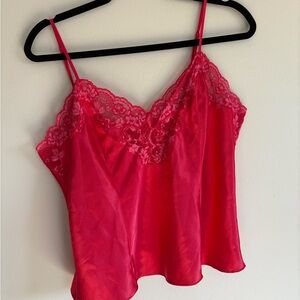 Lace Trim Red Camisole